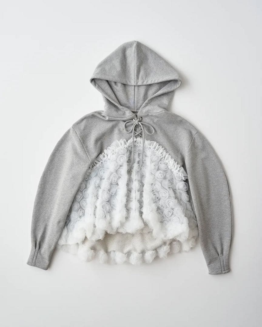 モモカ　POPPY TULLE DOCKING HOODIE（gray）
