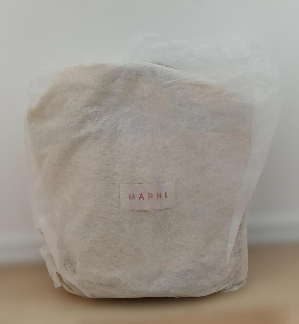 MARNI ロゴ ストロー&レザー ショルダーバッグ ベージュ×黒