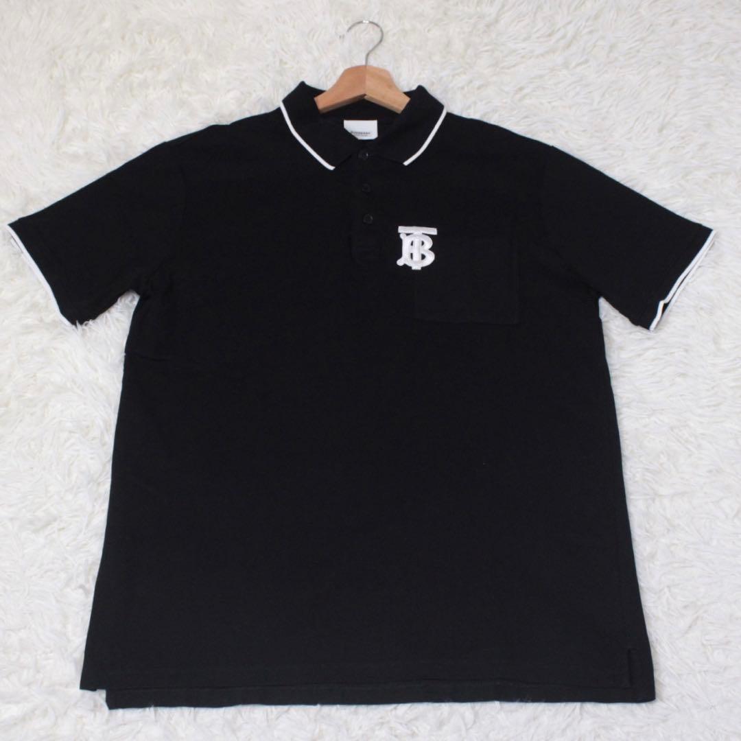 極美品 ティッシ期 BURBERRY TBロゴ ポロシャツ モノグラム刺繍 黒