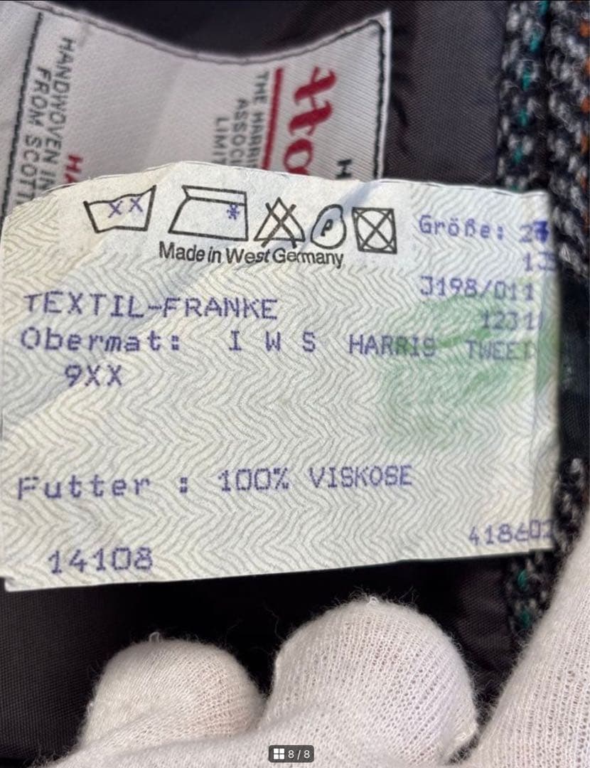 ■美品■ ハリスツイード ヘリンボーン柄テーラードジャケット グレー系 LL