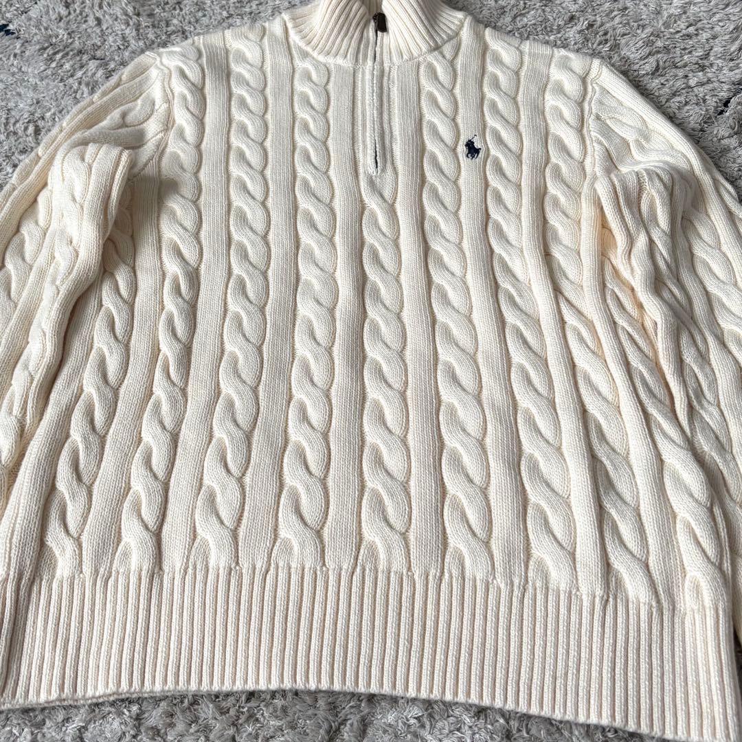 【極美品✨】ポロラルフローレン　ケーブルニット　ハーフジップ　大人気　刺繍　M