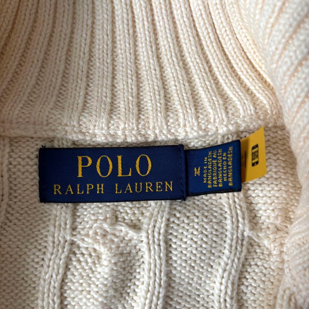 【極美品✨】ポロラルフローレン　ケーブルニット　ハーフジップ　大人気　刺繍　M