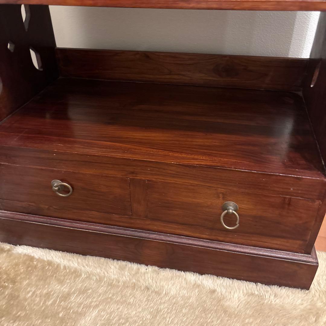 木製本棚 引き出し付き ダークブラウン