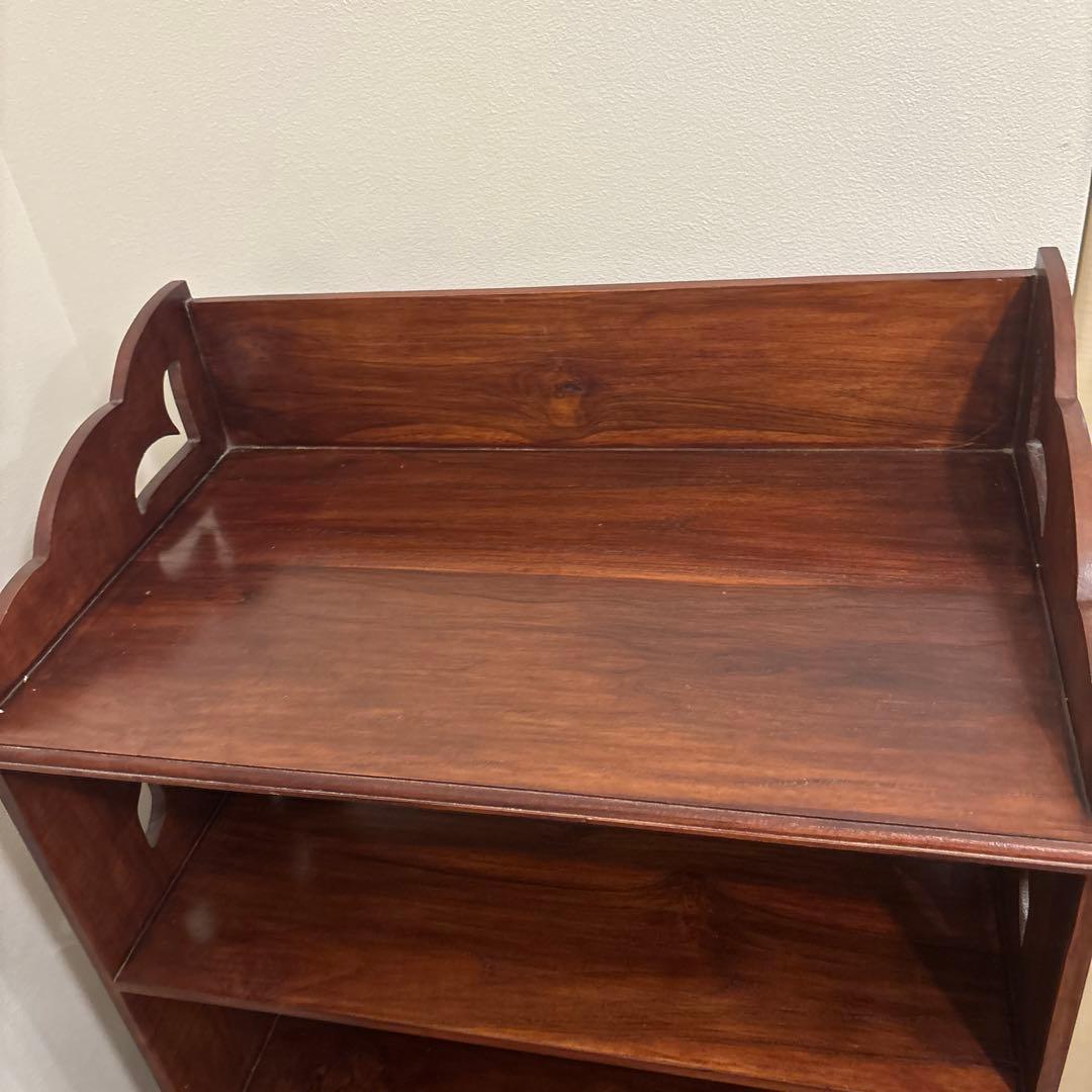 木製本棚 引き出し付き ダークブラウン