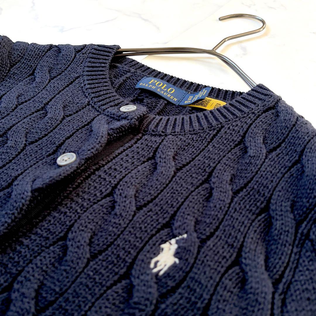 現行 POLO RALPH LAUREN ケーブルニット カーディガン 紺