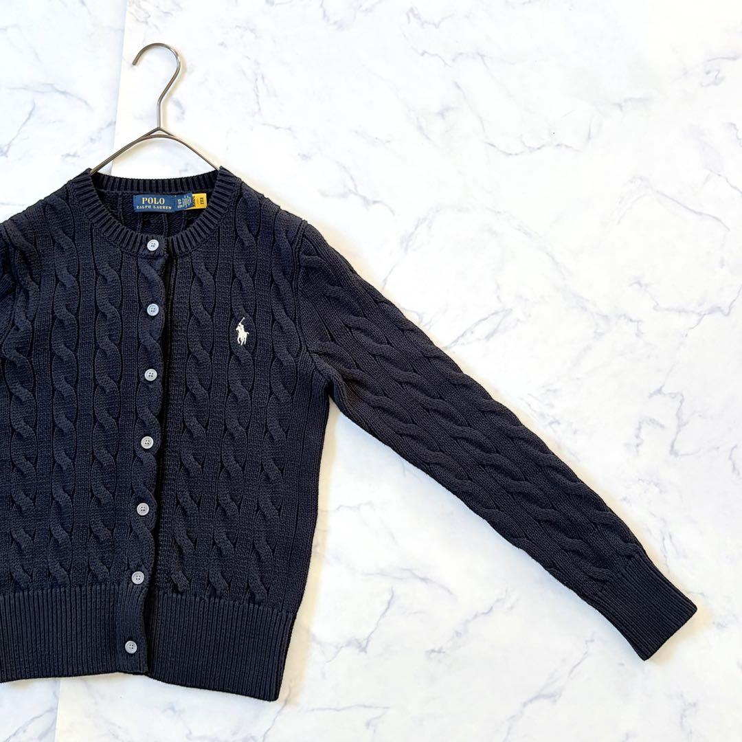 現行 POLO RALPH LAUREN ケーブルニット カーディガン 紺