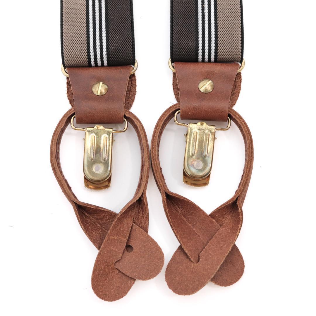 アルバートサーストン サスペンダー クリップ ボタン 2点セット ブラウン系