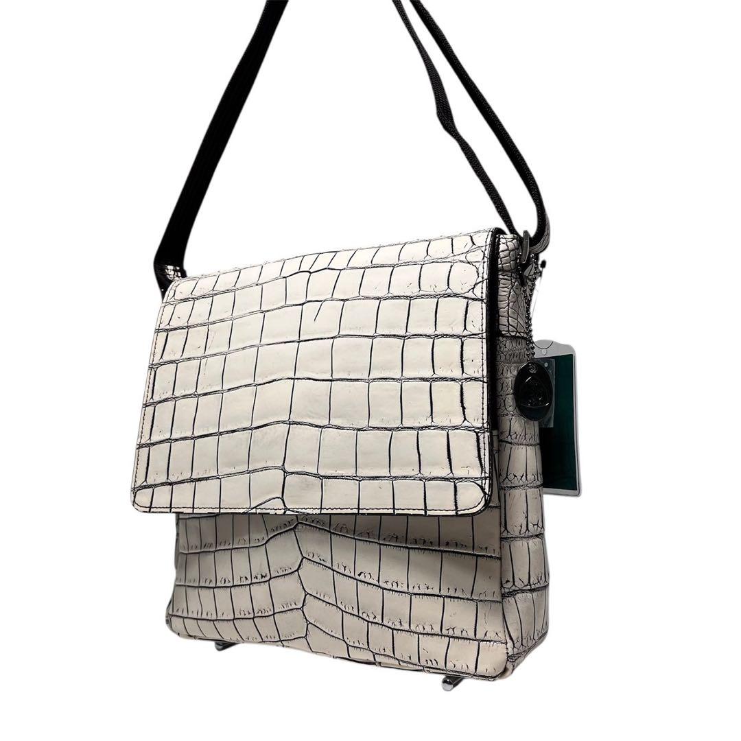 【未使用保管品】JRA認定品・日本製/クロコダイル/目地染め/ショルダーバッグ