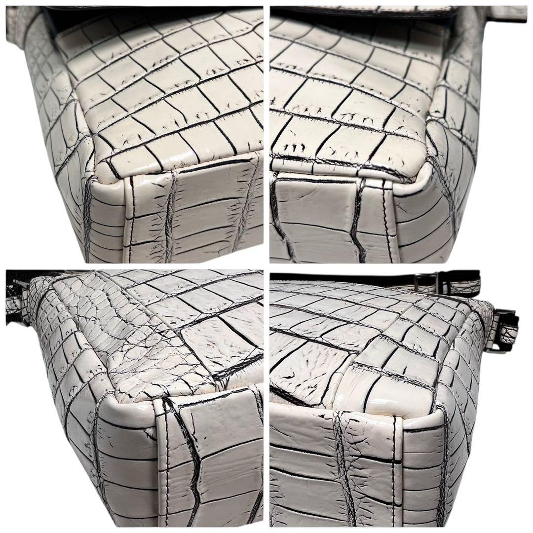 【未使用保管品】JRA認定品・日本製/クロコダイル/目地染め/ショルダーバッグ