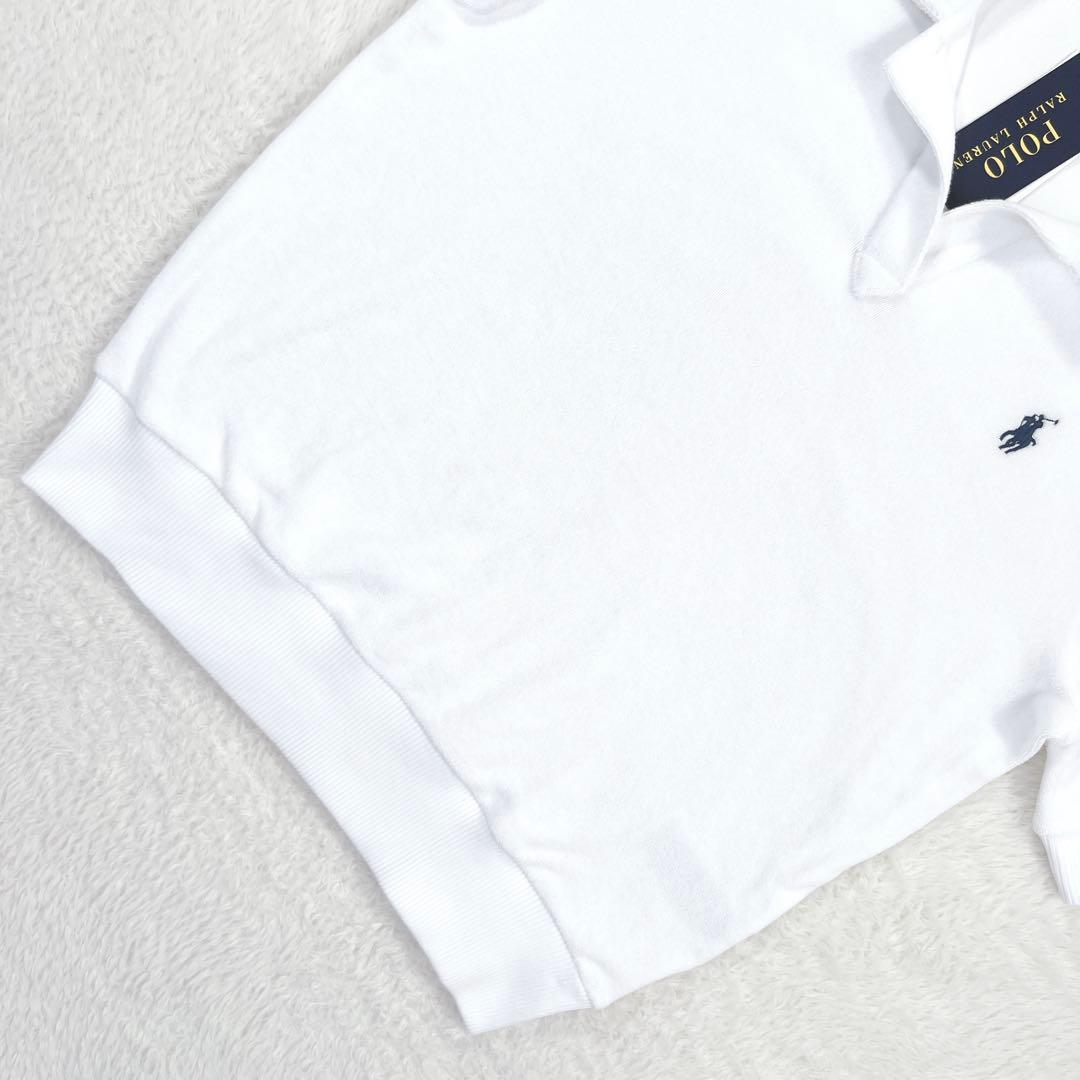 未使用タグ付✨ポロラルフローレン パイル生地 ポロシャツ ホース刺繍 白 現行