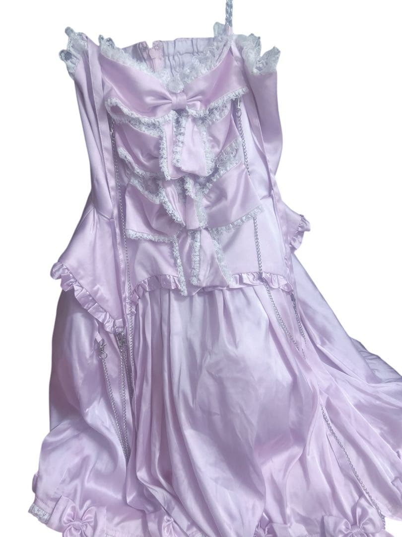 ♡AVENCHUMU Front ribbon chain one piece♡