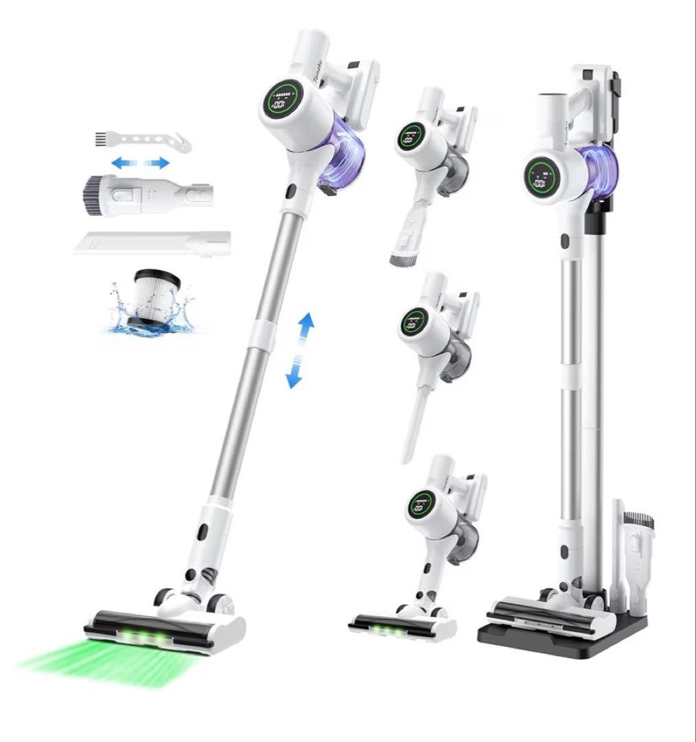 掃除機 コードレス 85KPa超強力吸引 除菌 LED 自立式 軽量