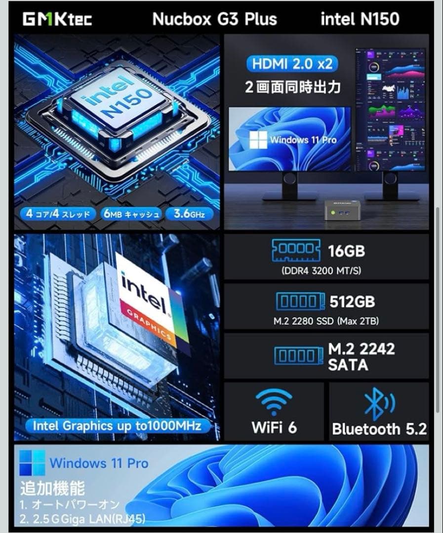 GMKtec Nucbox G3 Plus ミニPC