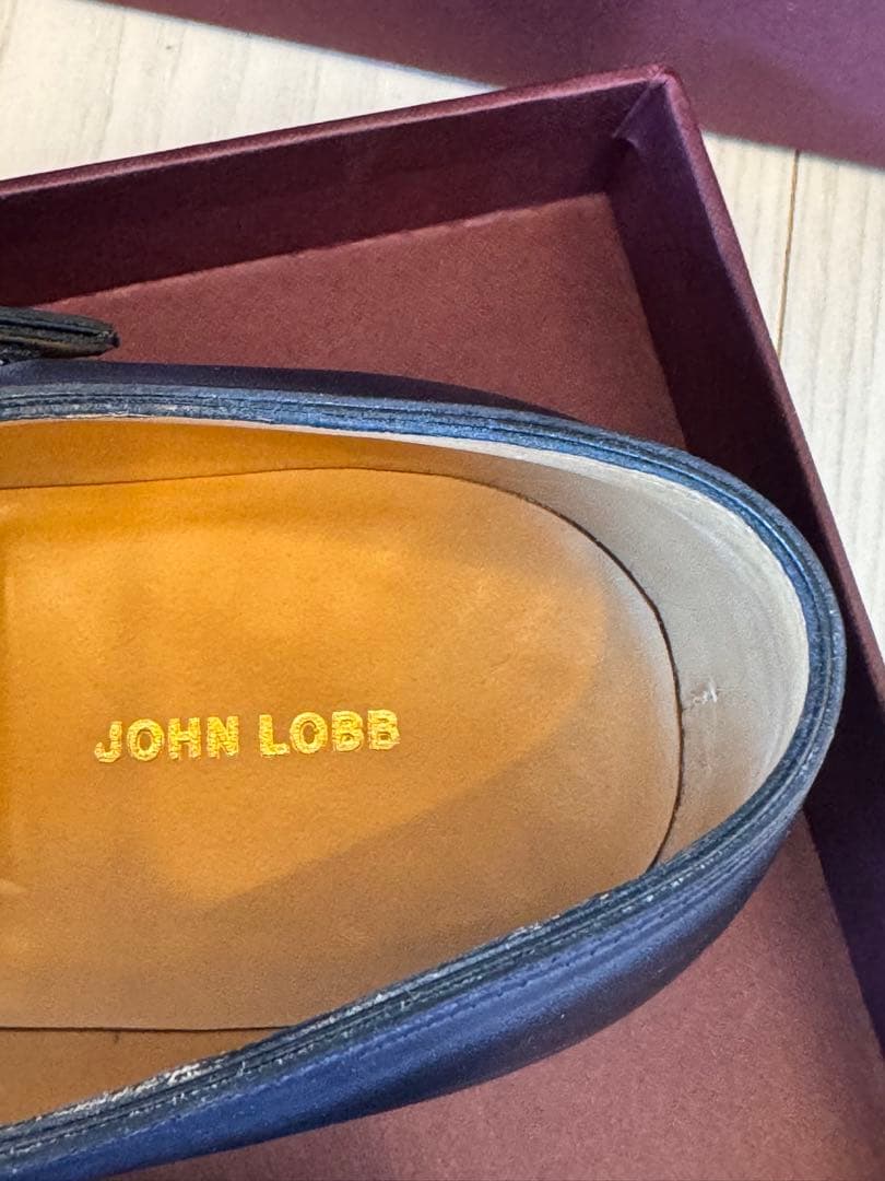 ジョンロブ　ストラップ　ドレスシューズ　ネイビー　8.5