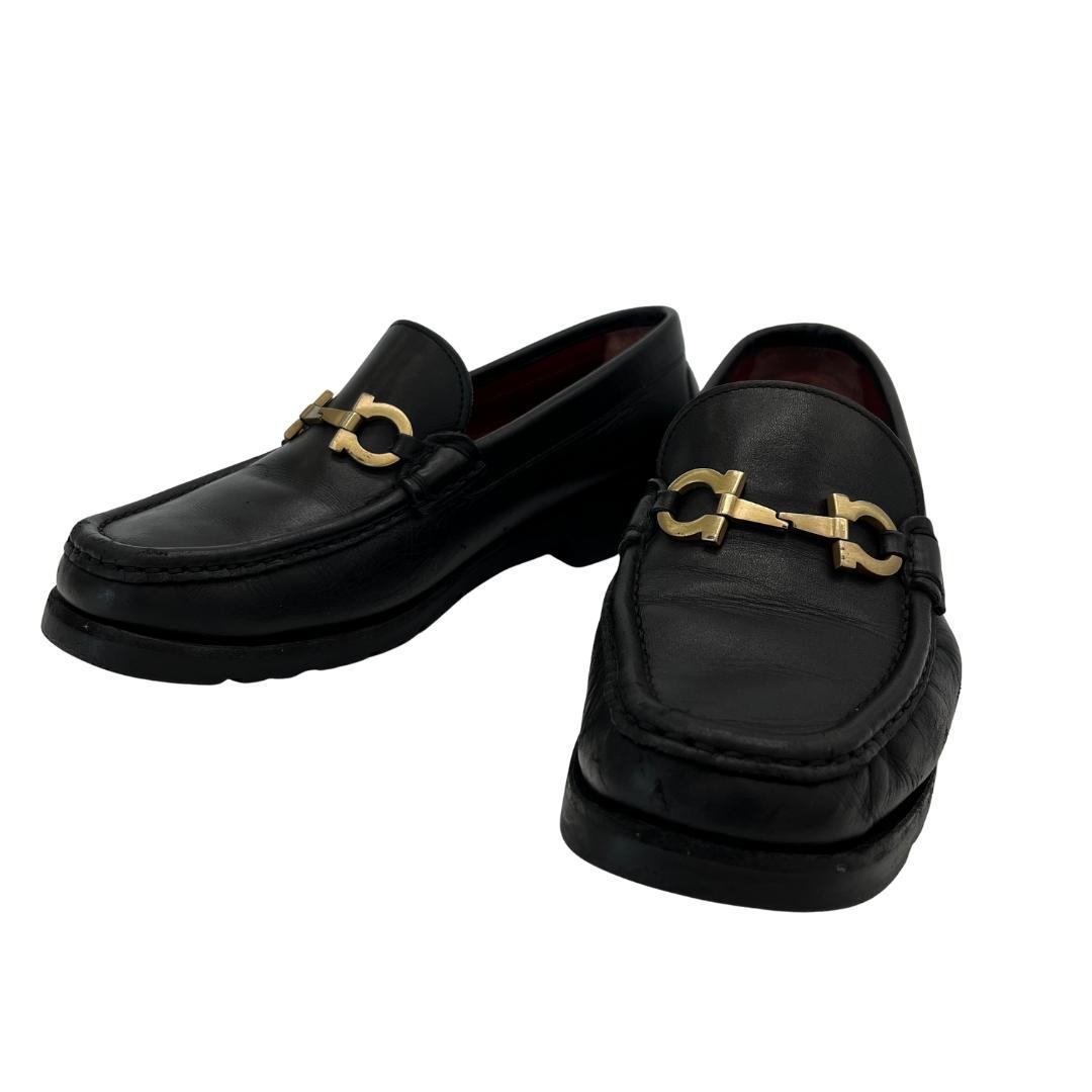 フェラガモ ガンチーニ金具 ローファー 黒 6.51/2【23.5】D【幅広め】