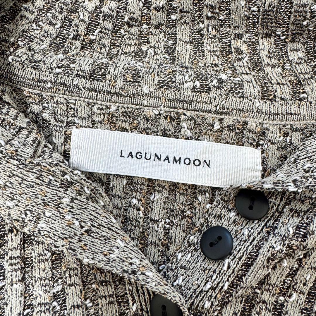 【美品】ラグナムーン レーススリーブネップリブニットワンピース