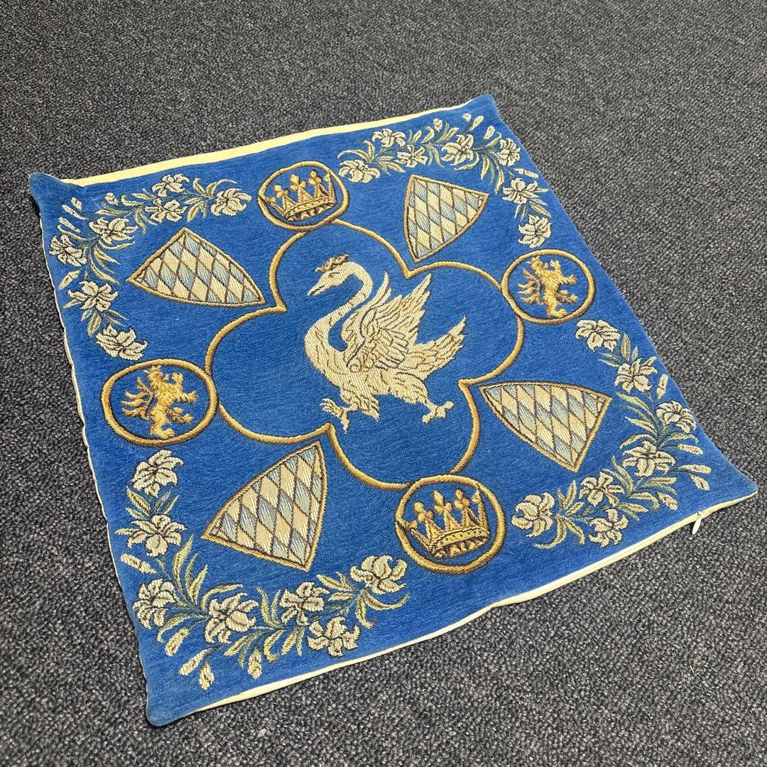 ドイツ ノイシュヴァンシュタイン城限定クッションカバー ブルースワン柄43×43