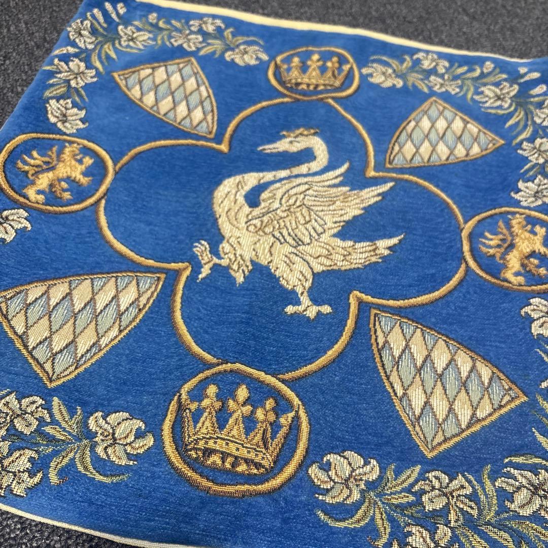 ドイツ ノイシュヴァンシュタイン城限定クッションカバー ブルースワン柄43×43