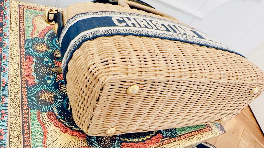 DIOR ディオール　ウィッカー　バスケットバッグ　オブリーク　カゴバッグ　大