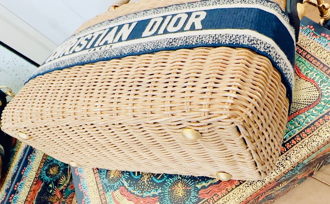 DIOR ディオール　ウィッカー　バスケットバッグ　オブリーク　カゴバッグ　大