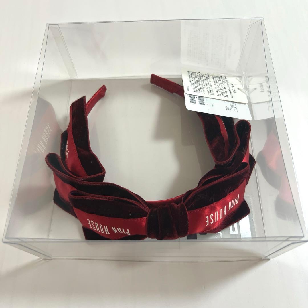PINK HOUSEピンクハウス　リボンカチューシャ　赤色　ベルベット　新品