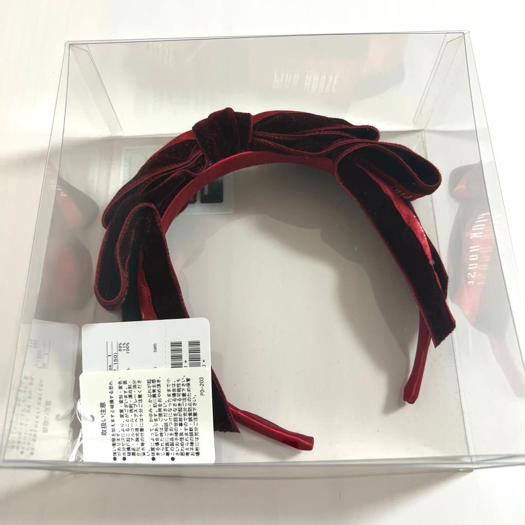 PINK HOUSEピンクハウス　リボンカチューシャ　赤色　ベルベット　新品