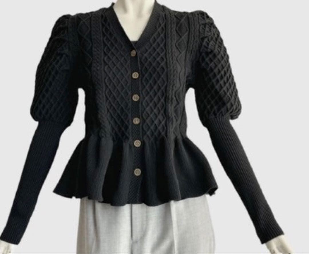 sov ブラック ダイヤモンドキルト カーディガン 38