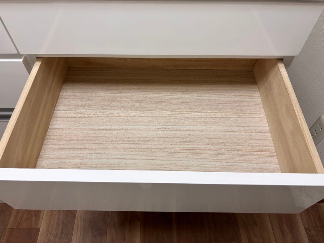 送料込み！【ゴミ箱＆食器棚】ホワイト収納キャビネット 引き出し・扉付き