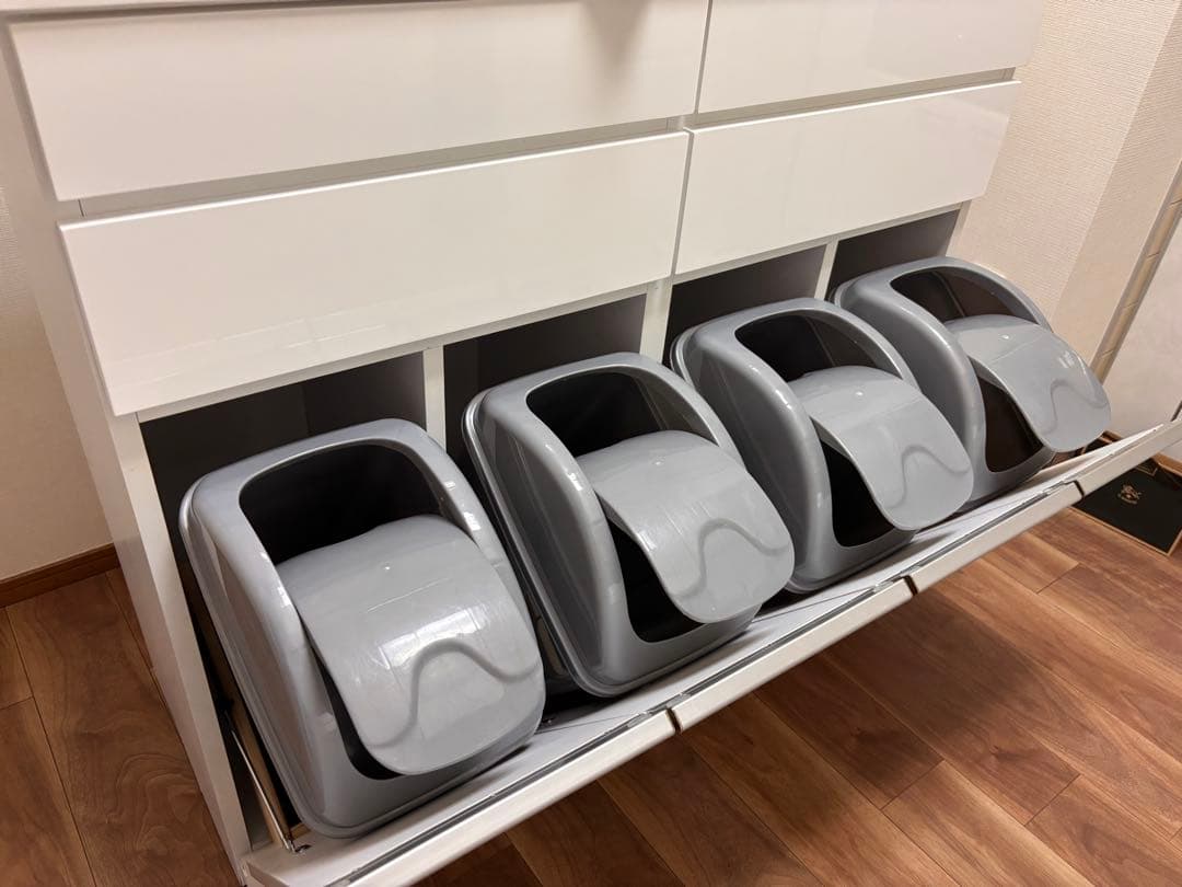 送料込み！【ゴミ箱＆食器棚】ホワイト収納キャビネット 引き出し・扉付き