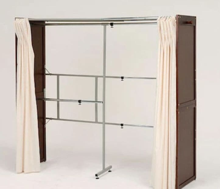 伸縮クローゼット　カーテン付き　DBR色