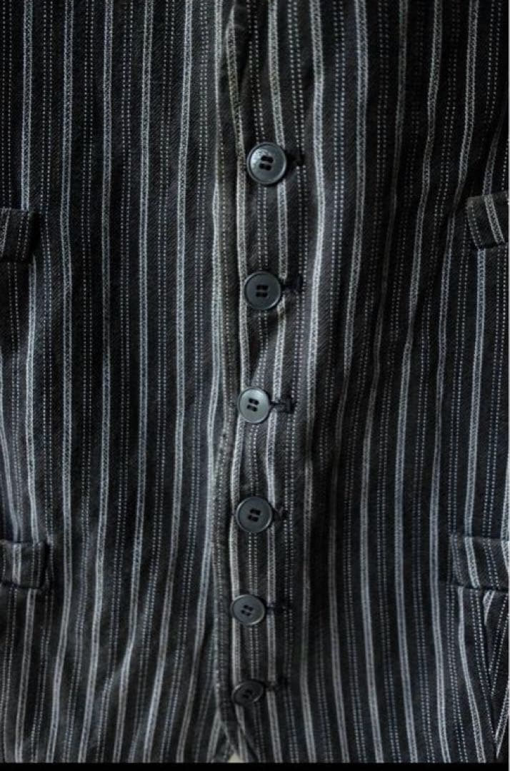 30's フランス ヴィンテージ ごま塩ストライプ ファーマーズベスト ジレ