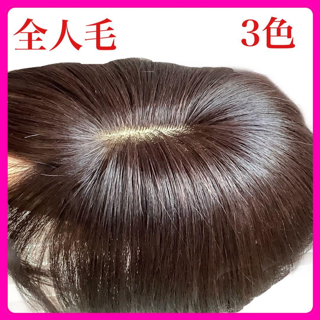 人毛100%総手植え 医療用 部分ウィッグ ヘアピース ブラックブラウン