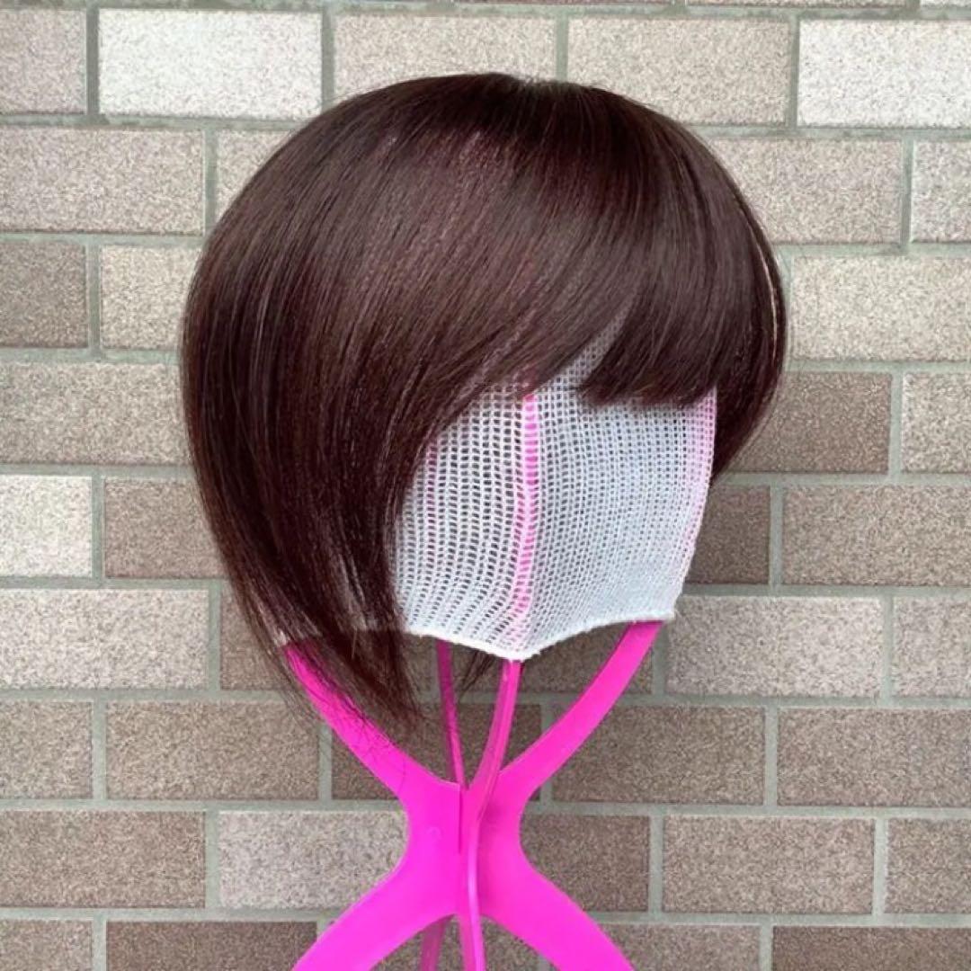 人毛100%総手植え 医療用 部分ウィッグ ヘアピース ブラックブラウン