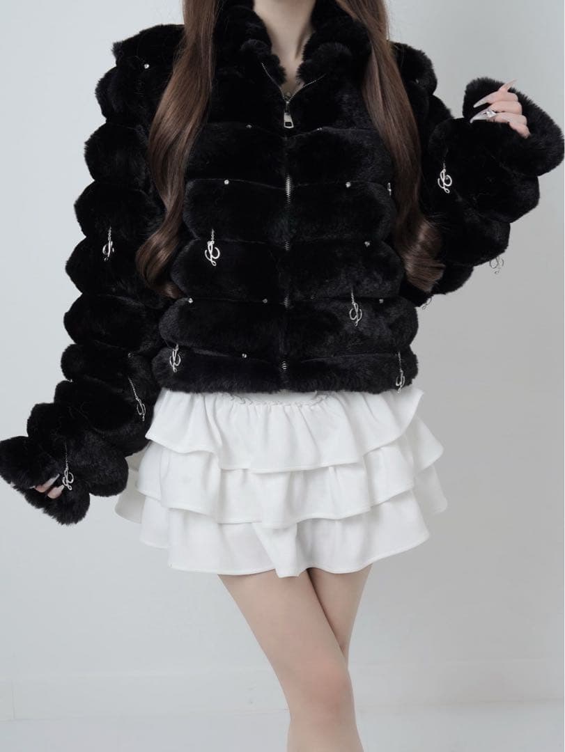 ルミニョン Lumi puff kirakira bijou fur coat