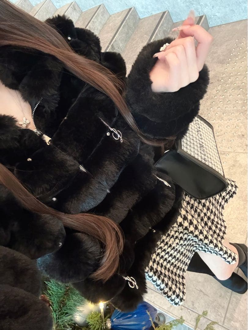 ルミニョン Lumi puff kirakira bijou fur coat