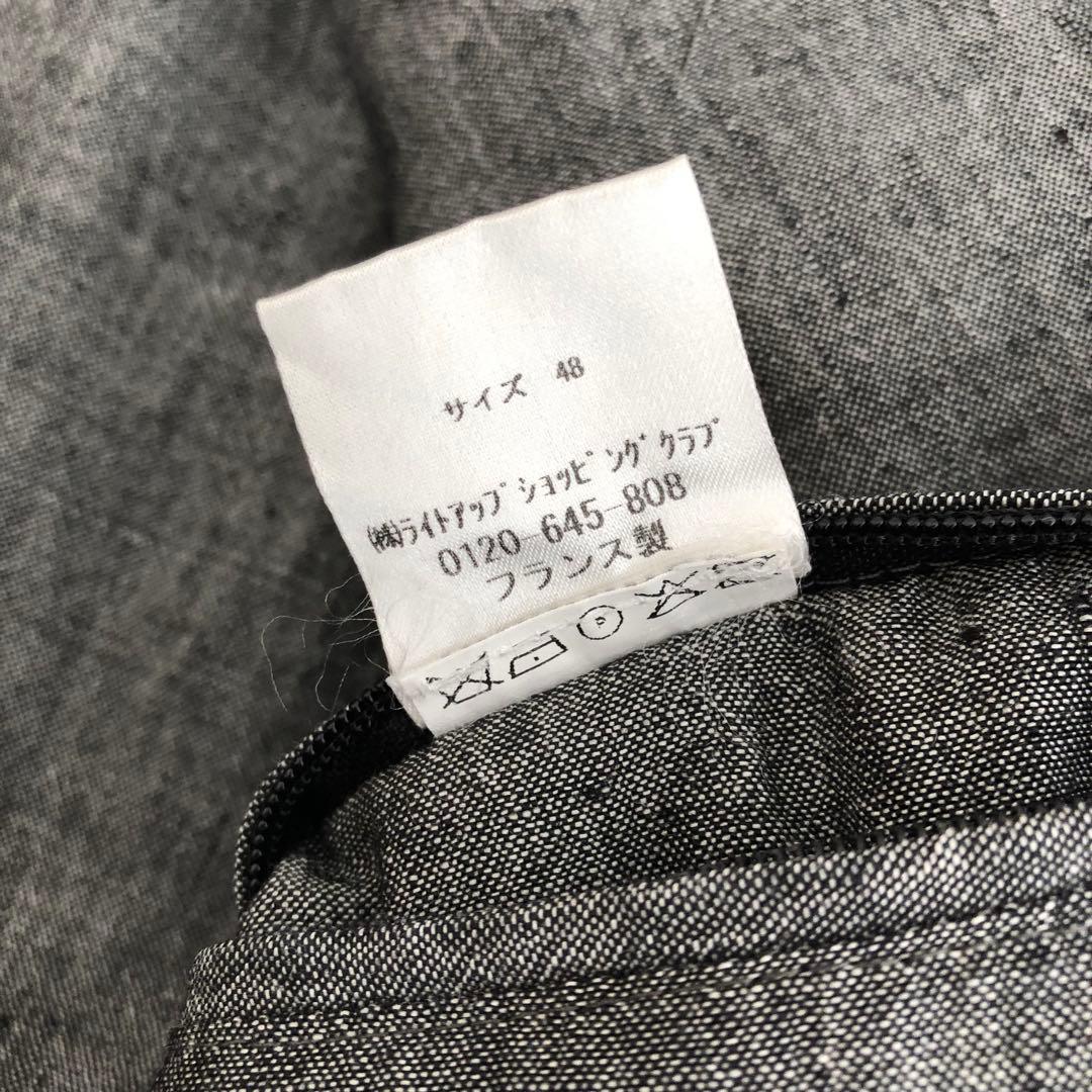 フランス製hollingtonバンドカラーウールリネンジャケット　グレー