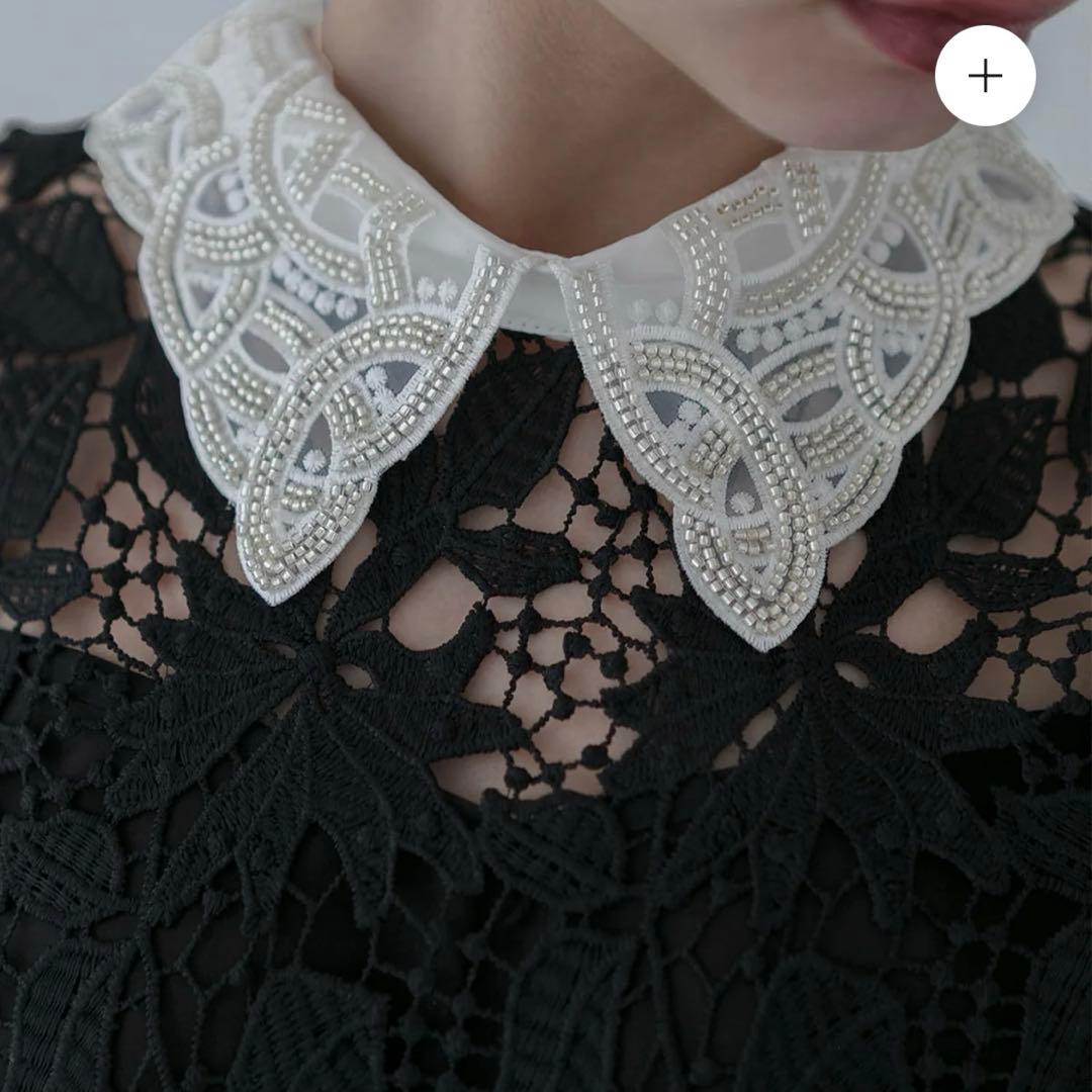 【新品未使用タグ付き】LEJA 花柄レースビジューカラーAラインワンピースドレス