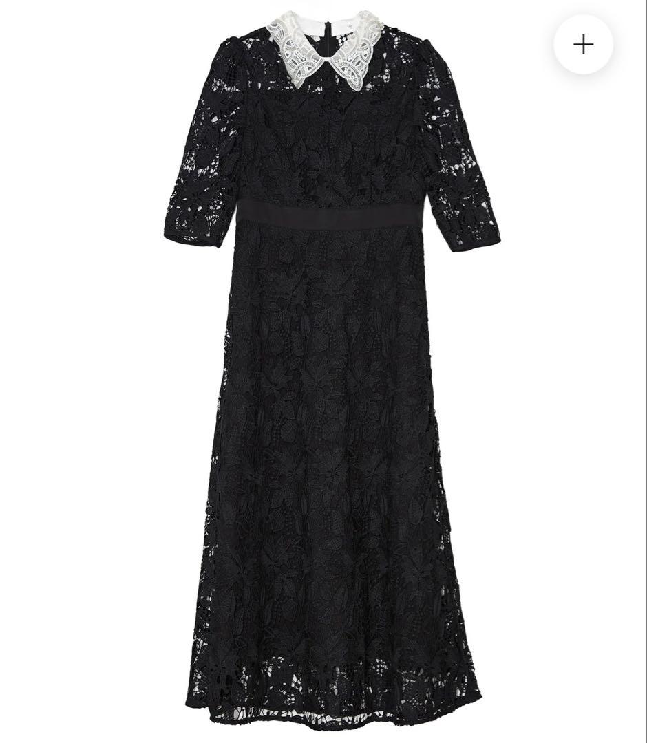 【新品未使用タグ付き】LEJA 花柄レースビジューカラーAラインワンピースドレス