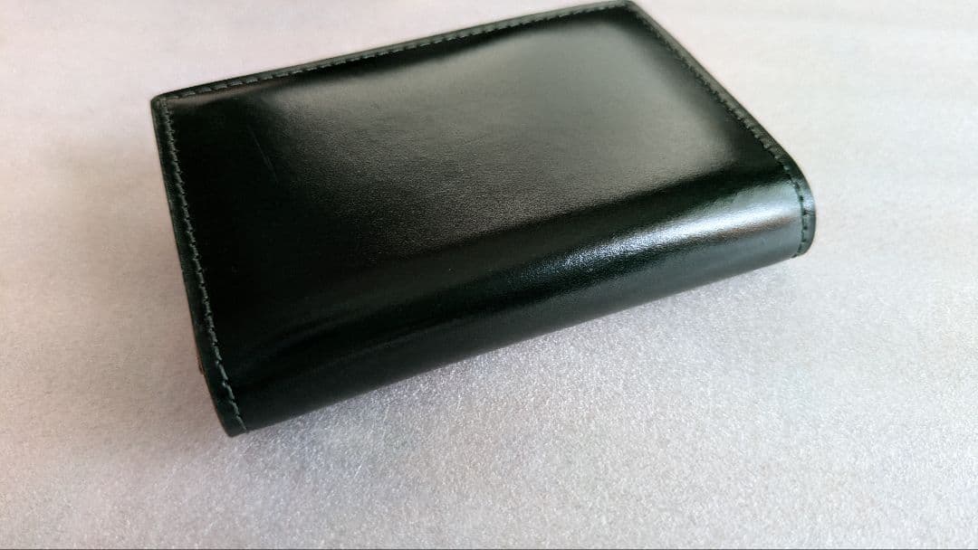 ganzo コードバン 通しマチ名刺入れ　ダークグリーン