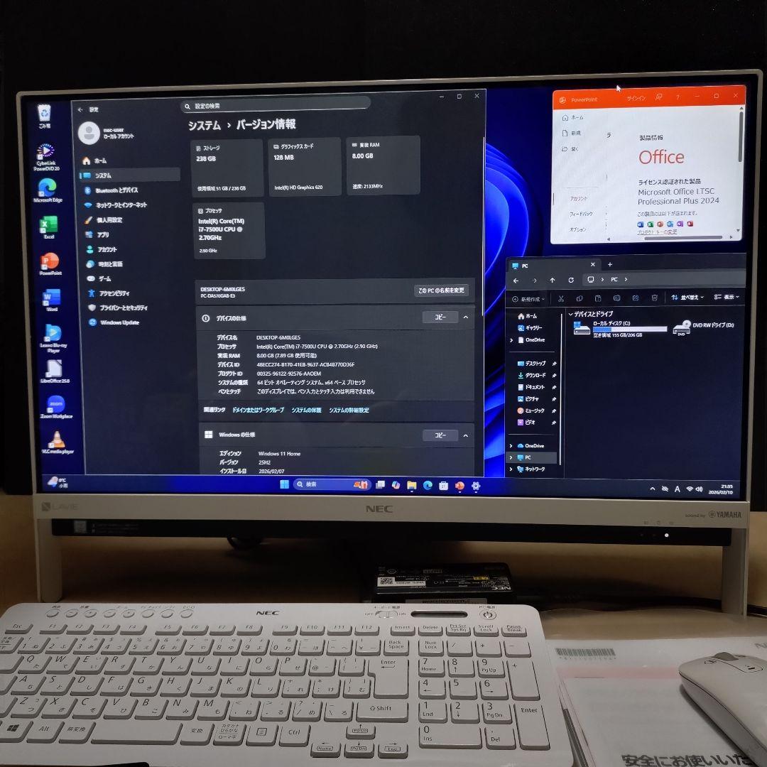 m*i様 NEC All-in-one i7 windows11 office