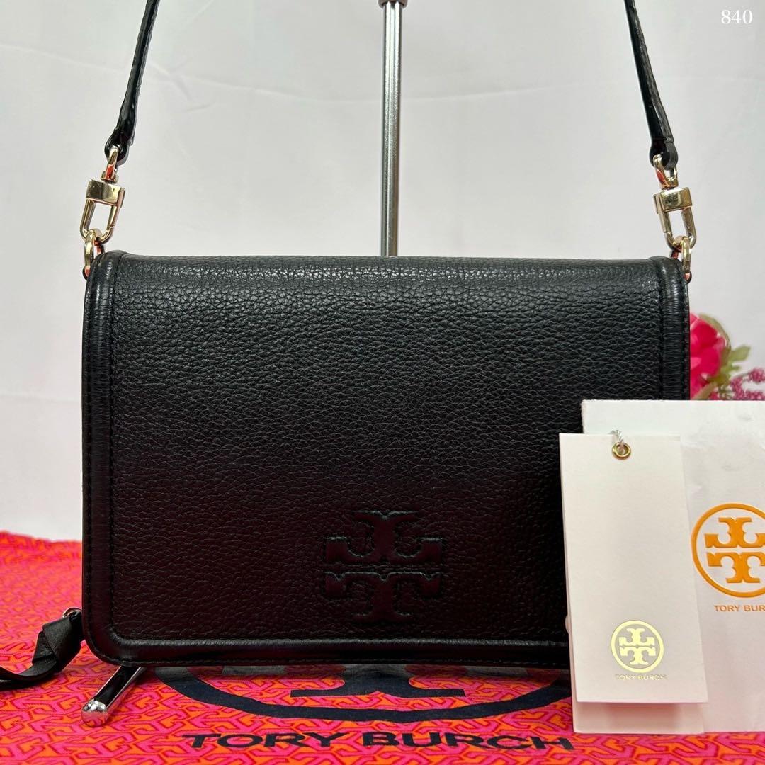 【極美品】トリーバーチ 2way ショルダーウォレット レザー 肩掛け 黒