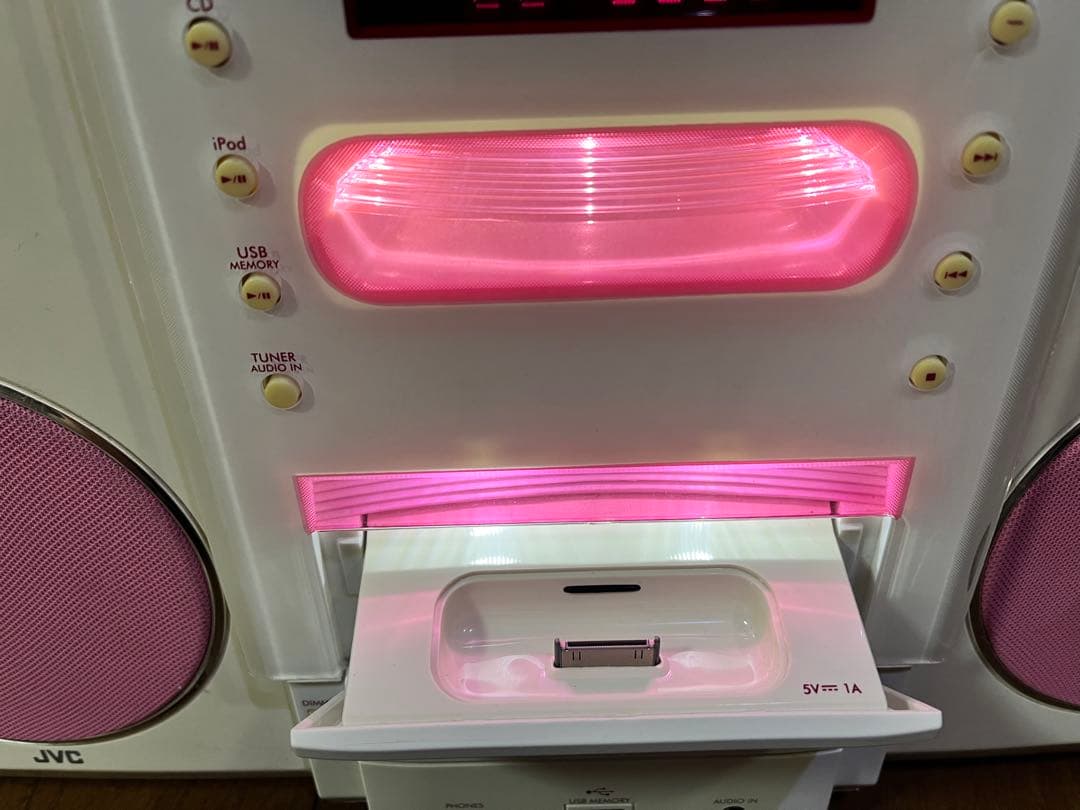 JVC UX-LP55 CDコンポ iPod対応 ホワイト ピンク リモコン付
