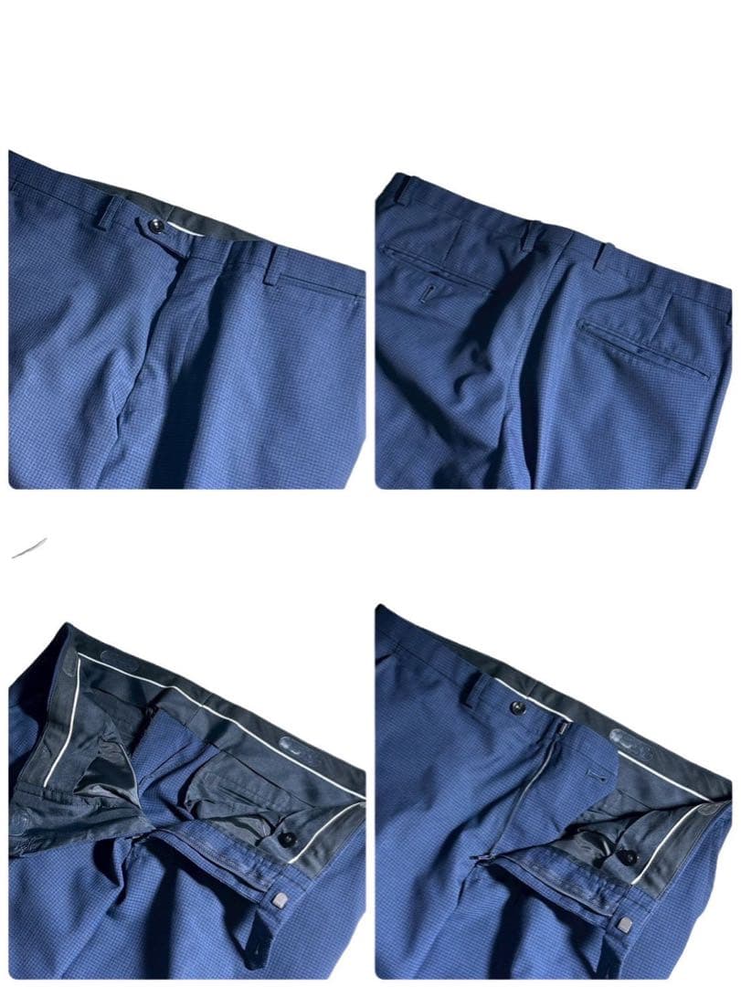 美品✨ スーツセレクト 3ピース セットアップ ネイビー シャドーチェック A6