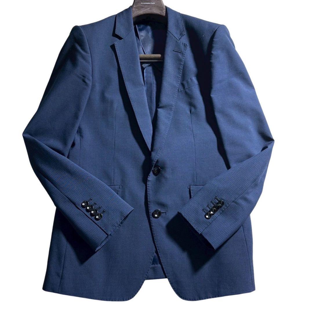 美品✨ スーツセレクト 3ピース セットアップ ネイビー シャドーチェック A6