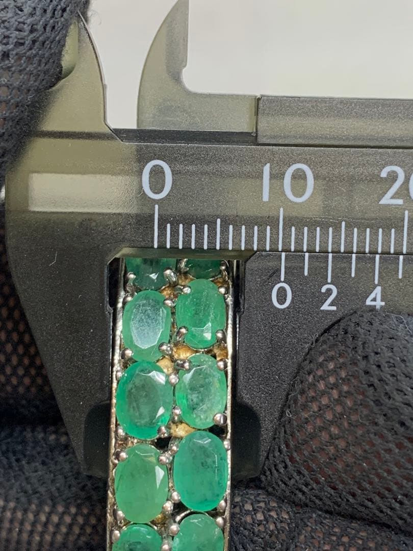 エメラルド＋シルバー925　バングル　レア　内径約57mm