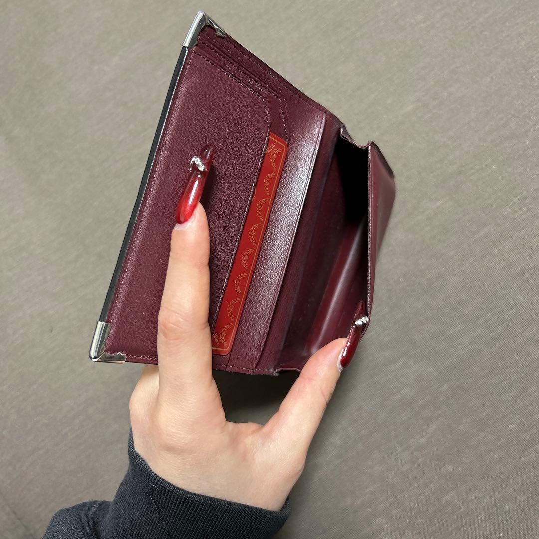 Cartier レザー名刺入れ 黒/ボルドー