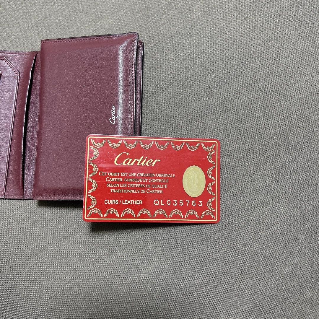 Cartier レザー名刺入れ 黒/ボルドー