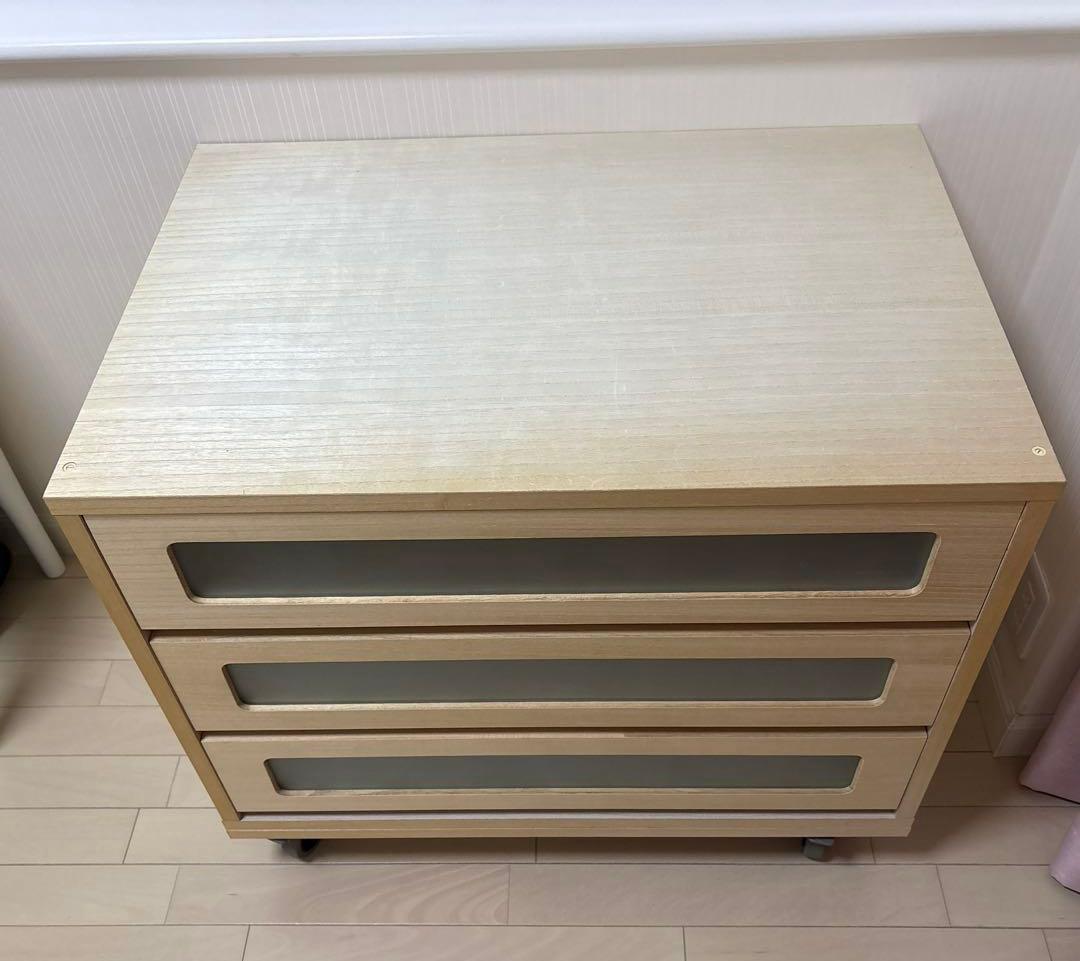 マールゼン　木製 （桐）3段チェスト キャスター付き