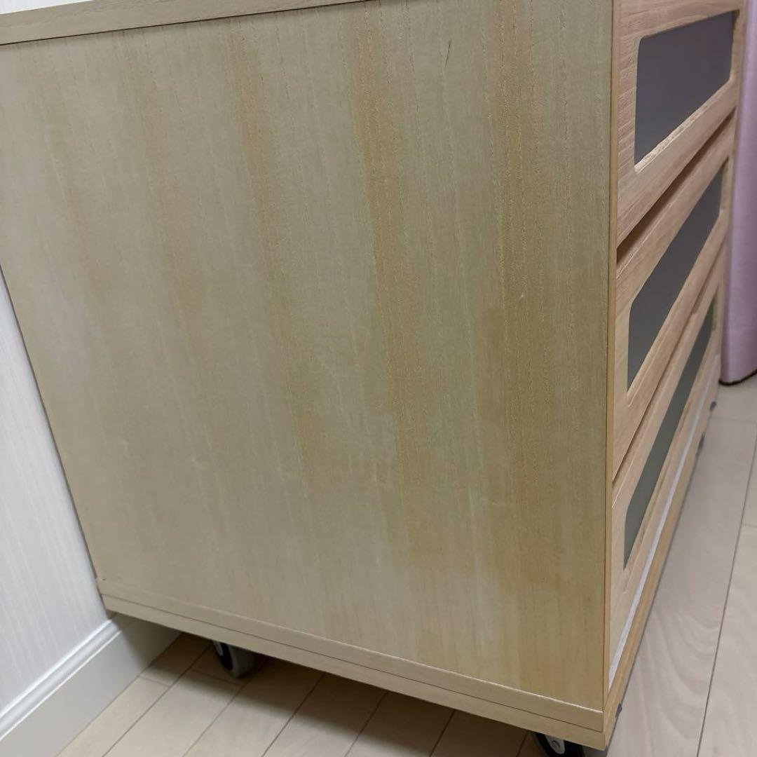 マールゼン　木製 （桐）3段チェスト キャスター付き