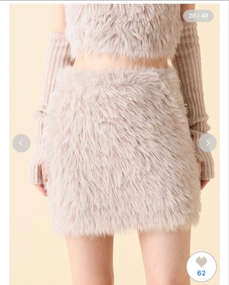 <♡> LILY BROWN フェザーヤーンミニスカート(モカベージュ)